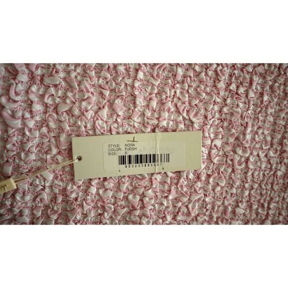 Petersyn x Revolve Women's Sz S Fuchsia Striped Nora Smocked Mini Dress $260 - Picture 4 of 9